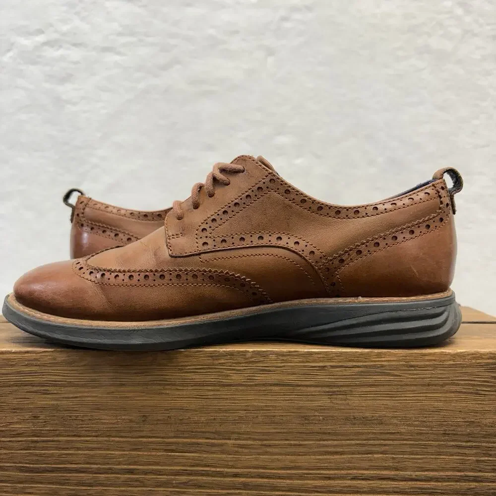 Cole Haan Grand Evolution Shoes Brown Leather Wingtip Lace Up Oxford Size 10.5M